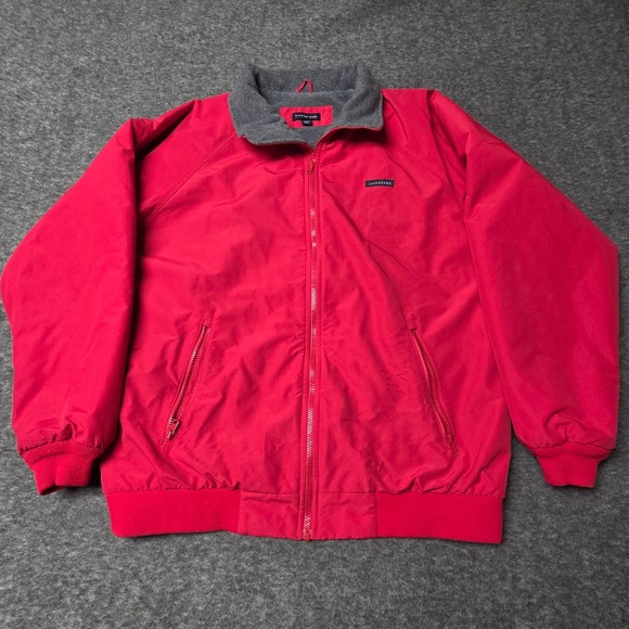 Lands' End Other - Lands End Mens LT Red Squall Jacket Windcheck Fleece Lined Full Zip 3225